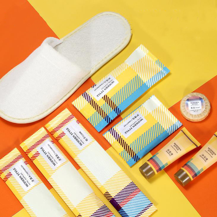 Artigos de Higiene Pessoal Ecológicos Kit de Amenidades de Hotel de Luxo 5 Estrelas Conjunto de Amenidades de Banho e Body Works descartáveis ​​com Chinelo